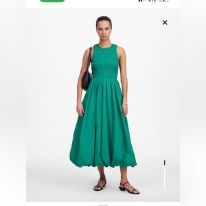 NWT Madewell Green Sleeveless Midi Dress with bubble hem